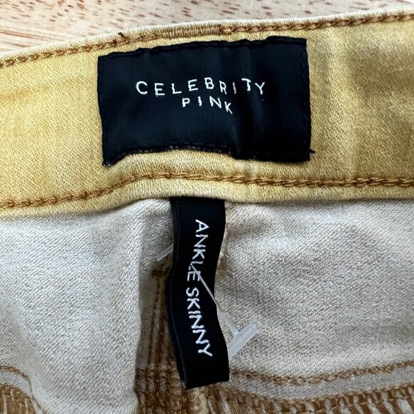 Celebrity Pink Women’s Ankle Skinny Jeans Mid Rise Yellow Size 7/28 - Picture 8 of 9